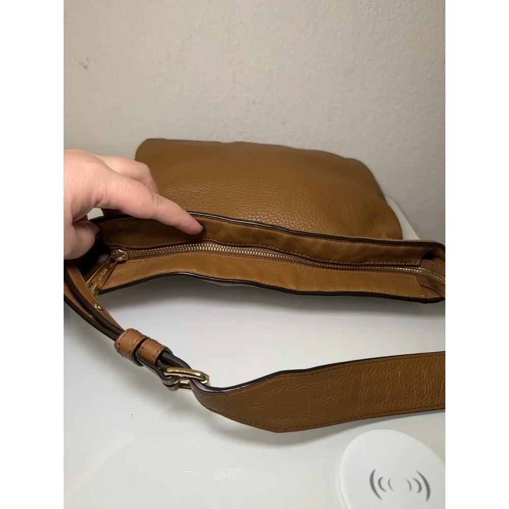 Michael Kors Camel Brown Tasseled Crossbody Purse Braid Strap Design Western